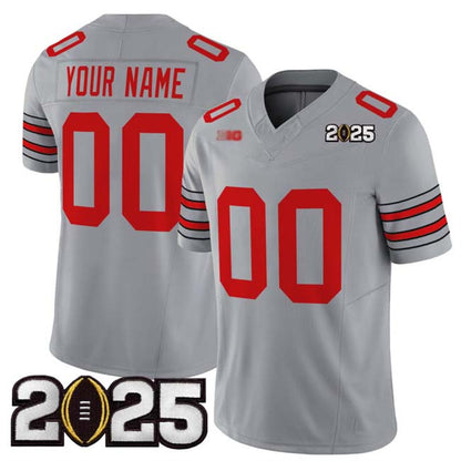Custom O.State Buckeyes Active Player Grey 2025 CFP Final Patch F.U.S.E. Vapor Limited Stitched Football American College Jerseys - Main View