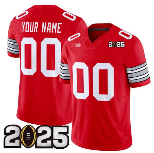Custom O.State Buckeyes Active Player Red 2025 CFP Final Patch F.U.S.E. Vapor Limited Stitched Football American College Jerseys - Main View