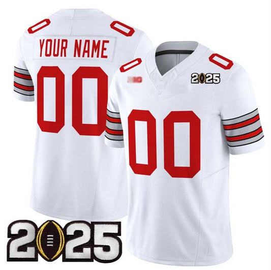 Custom O.State Buckeyes Active Player White 2025 CFP Final Patch F.U.S.E. Vapor Limited Stitched Football American College Jerseys - Main View