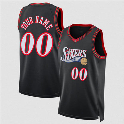 Custom P.76ers Active Player Black 2025 Classic Edition Stitched Basketball Jersey - Main View