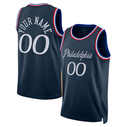 Custom P.76ers Active Player Navy 2025-26 City Edition Swingman Stitched Basketball Jersey - Main View