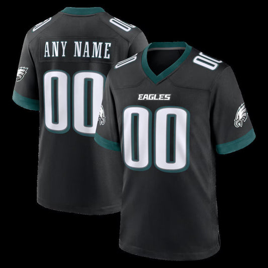 Custom P.Eagles Black Alternate Game Stitched Football American Jersey - Main View