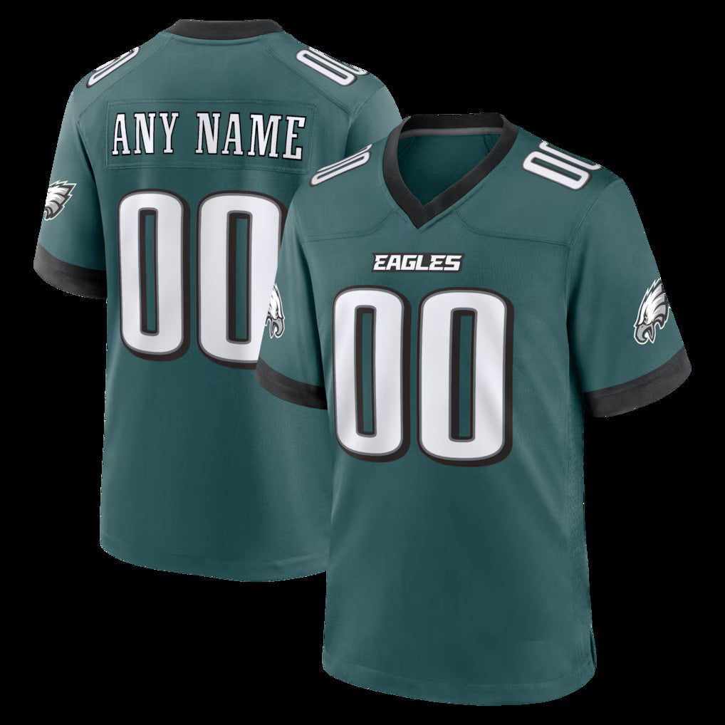 Custom P.Eagles Midnight Green Team Game Stitched Football American Jersey - Main View