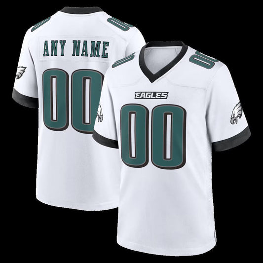 Custom P.Eagles White White Game Stitched Football American Jersey - Main View