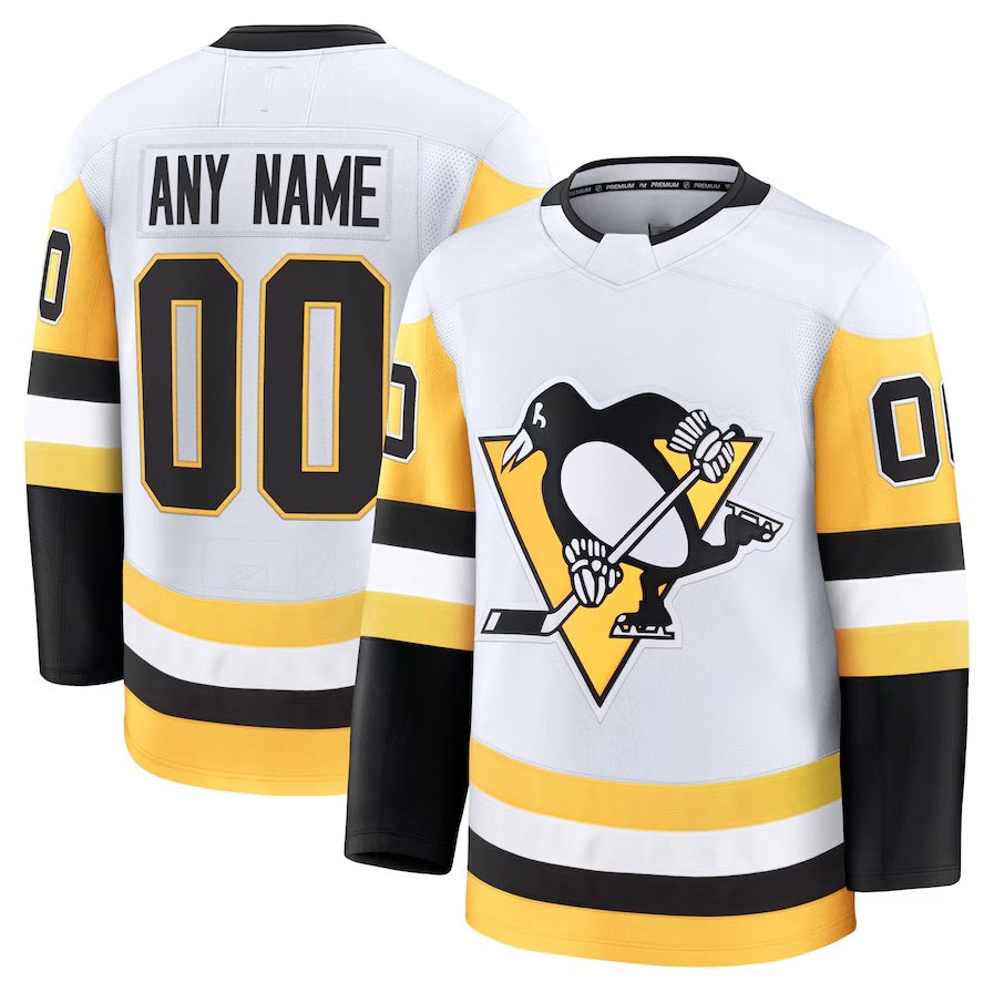 Custom P.Penguins Fanatics Away Premium Jersey - White Stitched American Hockey Jerseys - Main View