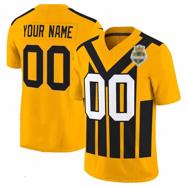 Custom P.Steelers Active Player Gold 1933 F.U.S.E. Throwback Alternate Football Stitched Jersey - Main View