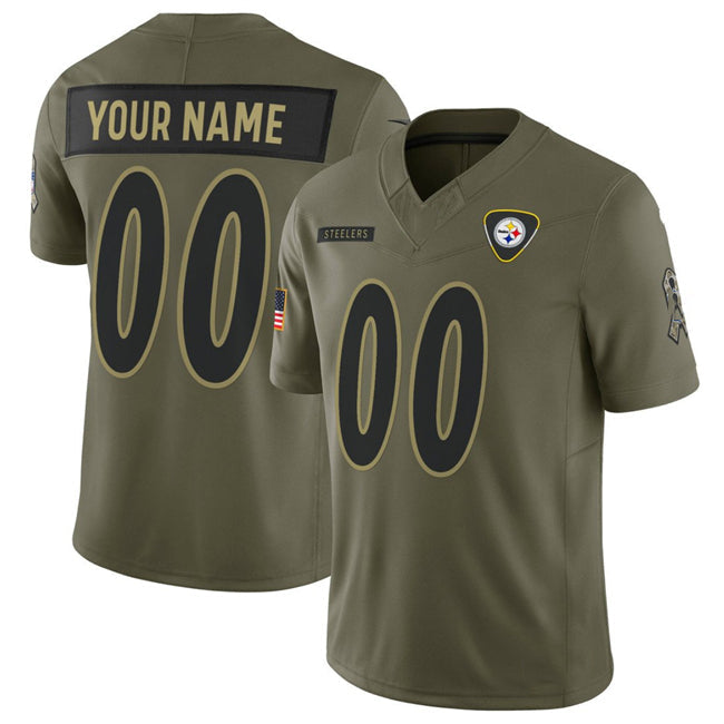 Custom P.Steelers Active Player Olive 2025 F.U.S.E. Salute to Service Limited Football Stitched Jersey - Main View