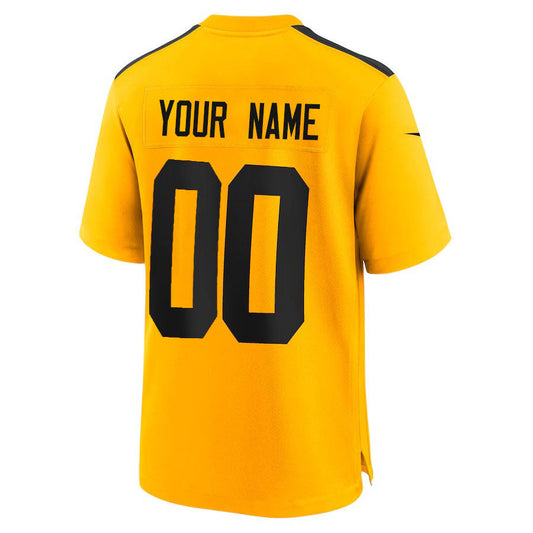 Custom P.Steelers Gold Alternate 1933 Throwback Game Stitched American Football Jerseys - Main View