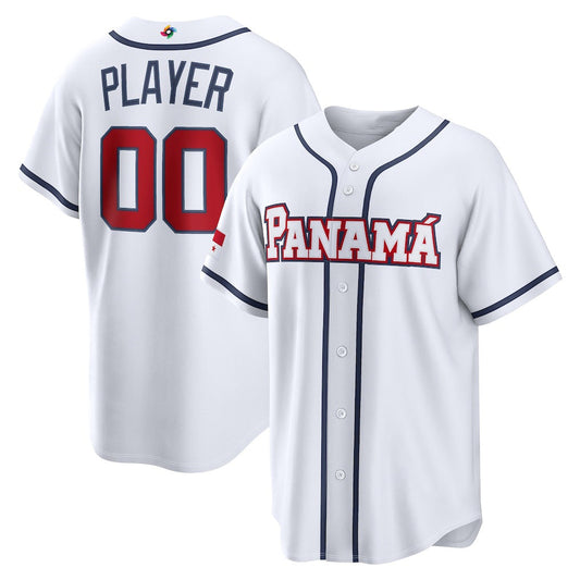 Custom Panama Baseball 2026 World Baseball Classic Home Pick-A-Player Jersey - White Baseball Jersey Tailgate Goods - Main View