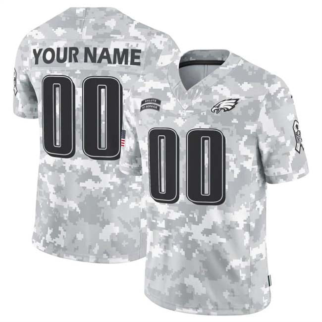 Custom P.Eagles Active Player 2024 F.U.S.E Arctic Camo Salute To Service Limited Stitched Football Jersey - Main View