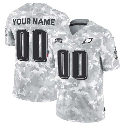 Custom P.Eagles Active Player 2024 F.U.S.E Arctic Camo Salute To Service Limited Stitched Football Jersey - Main View
