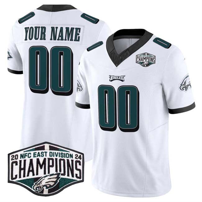 Custom P.Eagles Active Player White 2024 East Champions F.U.S.E. Vapor Untouchable Limited Stitched American Football Jerseys - Main View