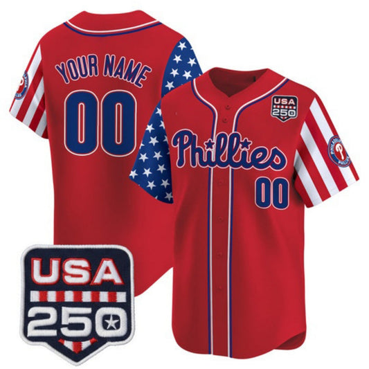 Custom Philadelphia Phillies America 250 Edition Vapor Premier Limited Red Stitched Baseball Jersey - Main View