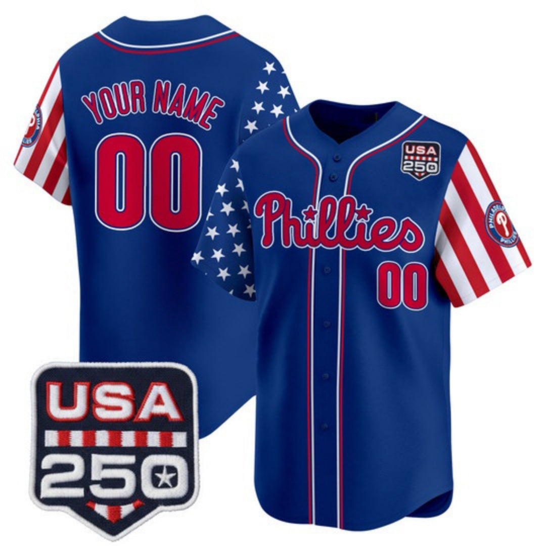Custom Philadelphia Phillies America 250 Edition Vapor Premier Limited Royal Stitched Baseball Jersey - Main View