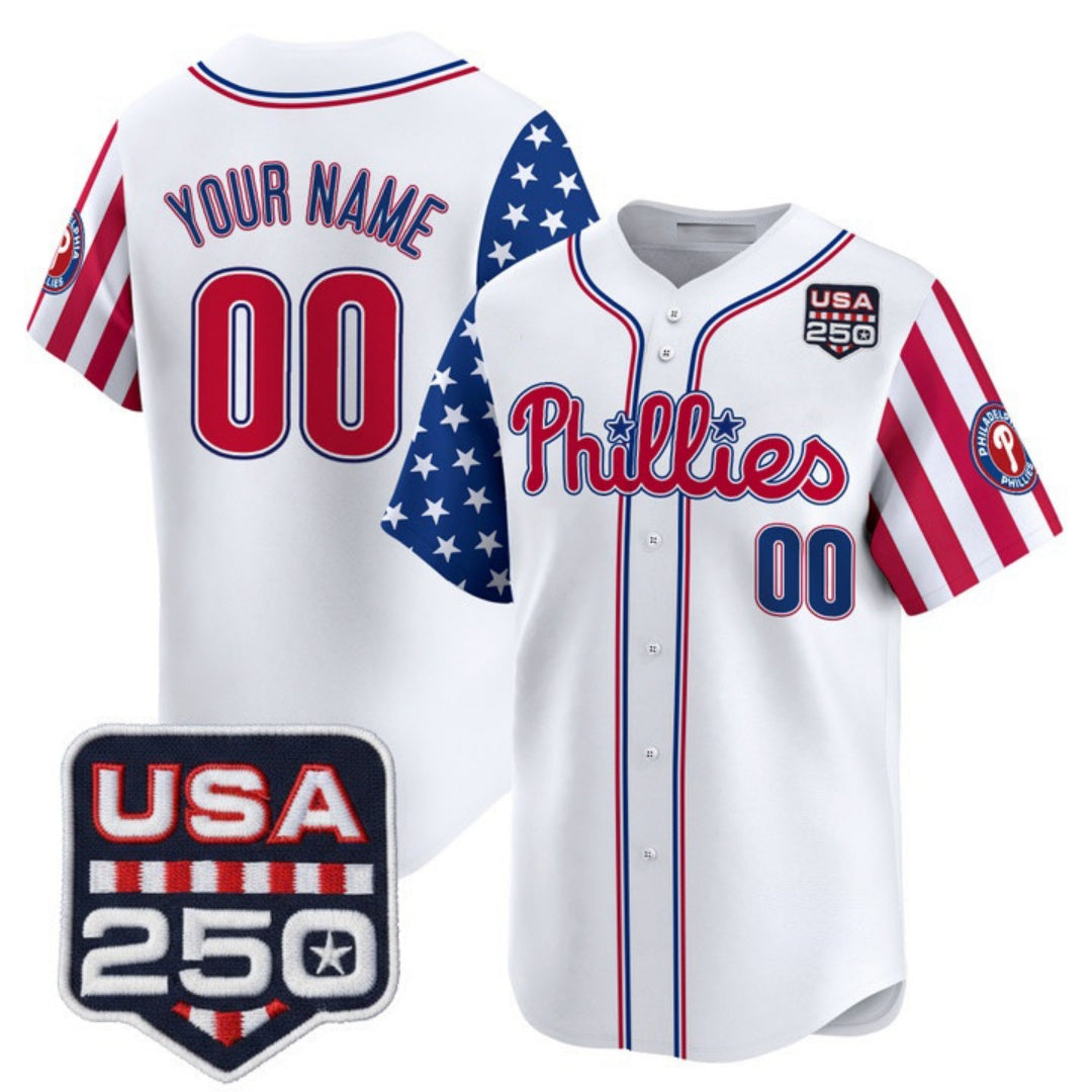 Custom Philadelphia Phillies America 250 Edition Vapor Premier Limited White Stitched Jerseys-1 Baseball Jersey - Main View