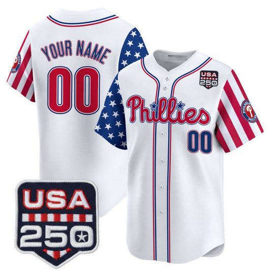 Custom Philadelphia Phillies America 250 Edition Vapor Premier Limited White Stitched Jerseys-1 Baseball Jersey - Main View