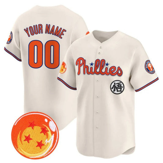 Custom Philadelphia Phillies x Dragon Ball Cream Vapor Premier Limited Jersey - All Stitched Baseball Jersey - Main View
