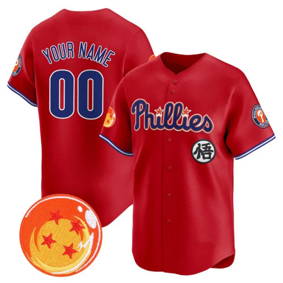 Custom Philadelphia Phillies x Dragon Ball Red Vapor Premier Limited Jersey - All Stitched Baseball Jersey - Main View