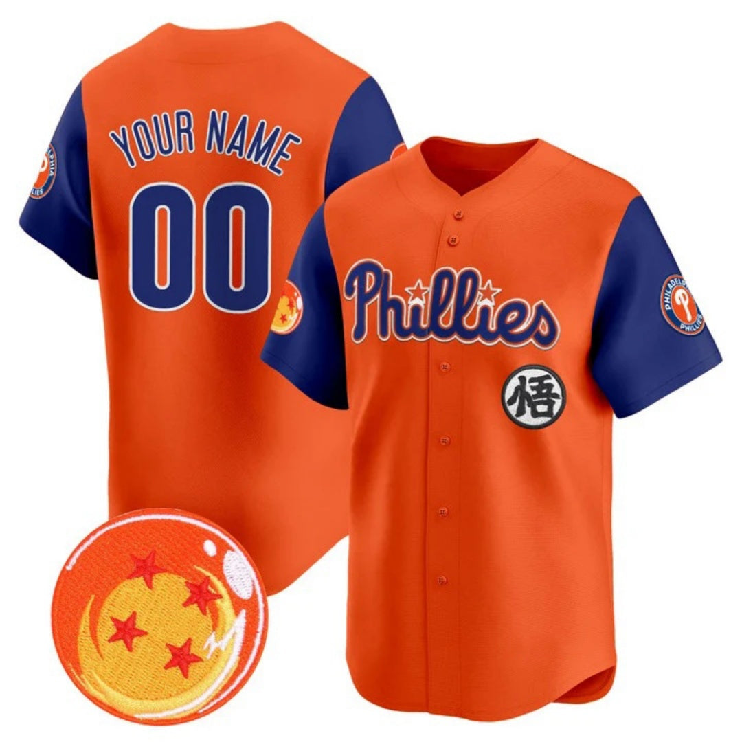 Custom Philadelphia Phillies x Dragon Ball Royal Orange Vapor Premier Limited Jersey - All Stitched Baseball Jersey - Main View