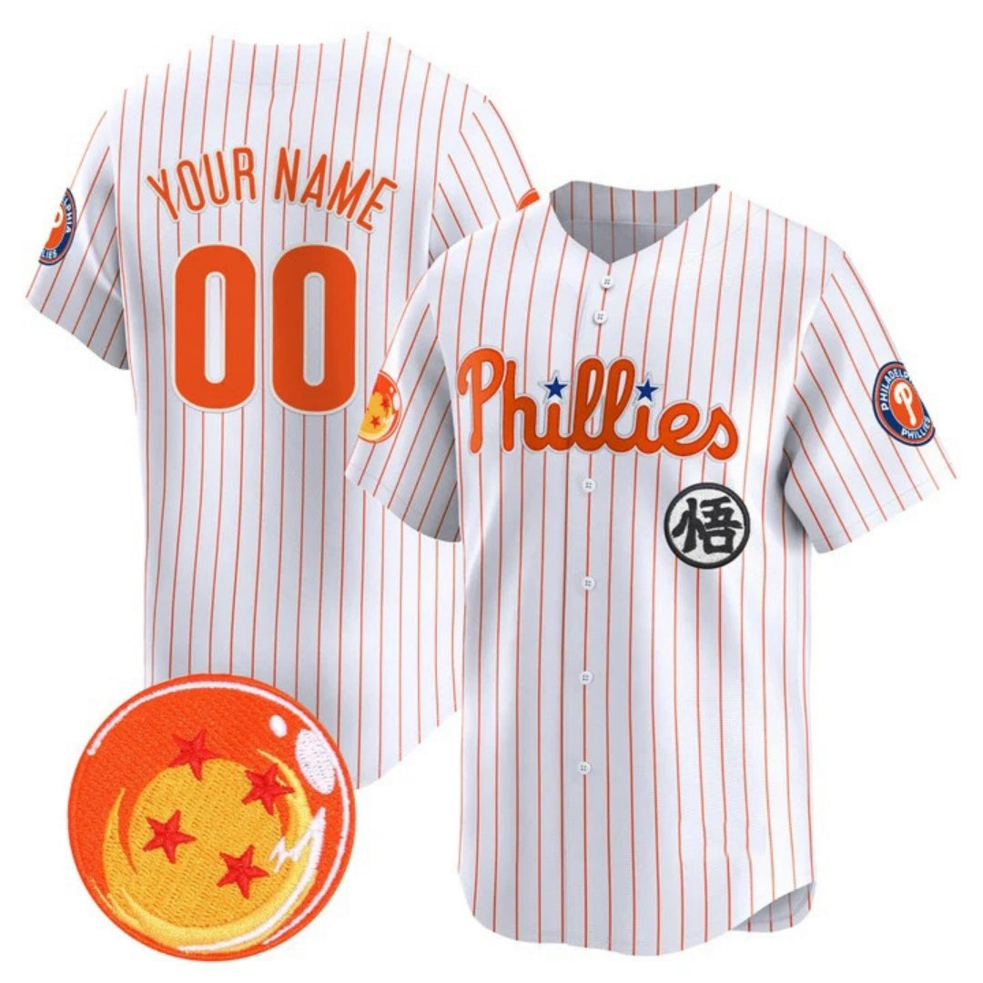 Custom Philadelphia Phillies x Dragon Ball White Vapor Premier Limited Jersey - All Stitched Baseball Jersey - Main View