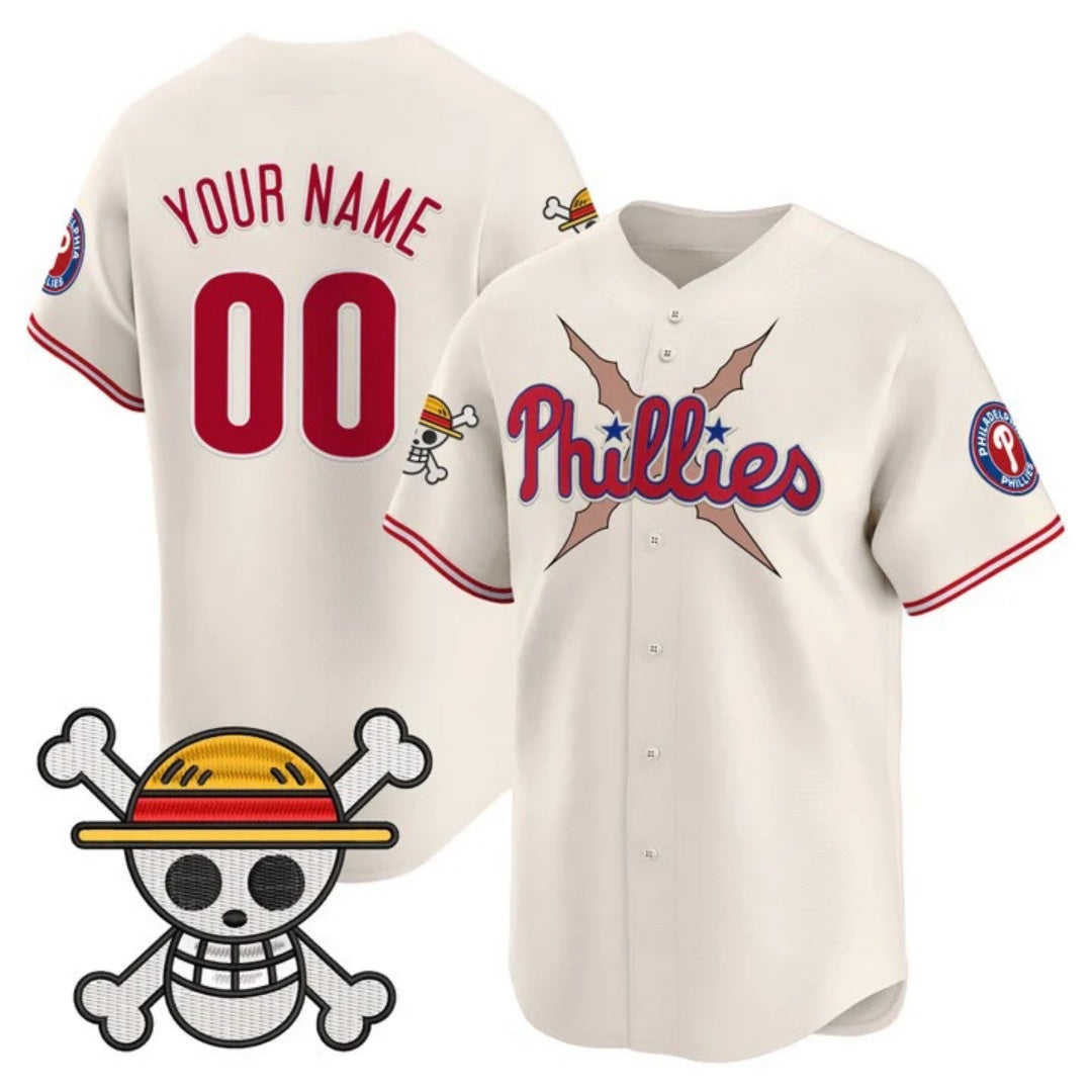 Custom Philadelphia Phillies x One Piece Cream Vapor Premier Limited Jersey - Stitched Baseball Jersey - Main View