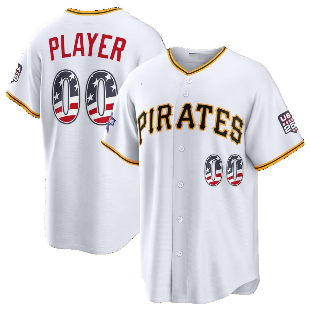 Custom Pittsburgh Pirates 2026 All-Star Edition Stars & Stripes White Stadium Pick-A-Player Baseball Jersey - Main View