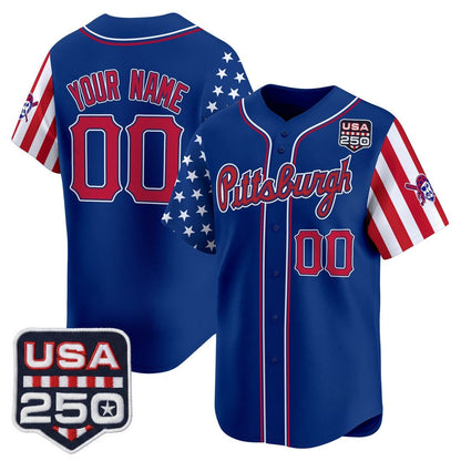 Custom Pittsburgh Pirates America 250 Edition Vapor Premier Limited Royal Stitched Baseball Jersey - Main View