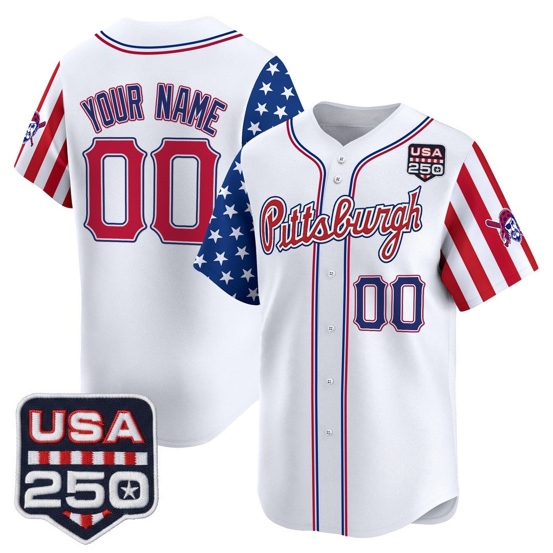 Custom Pittsburgh Pirates America 250 Edition Vapor Premier Limited White Stitched Jerseys Baseball Jersey - Main View