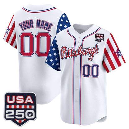Custom Pittsburgh Pirates America 250 Edition Vapor Premier Limited White Stitched Jerseys Baseball Jersey - Main View
