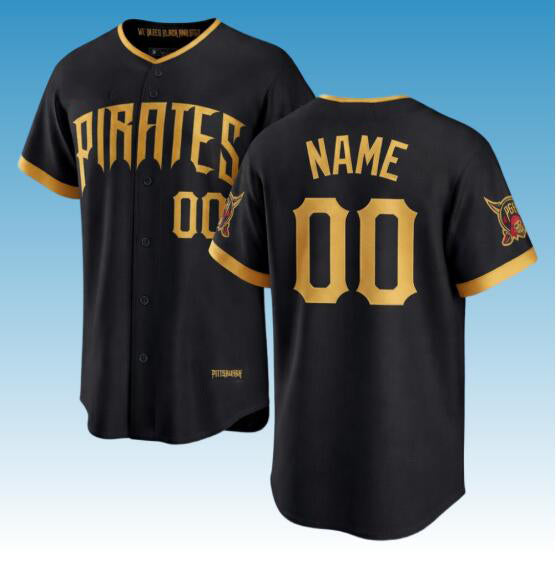 Custom Pittsburgh Pirates Black 2026 City Connect Stadium Stitched Baseball Jersey - Main View