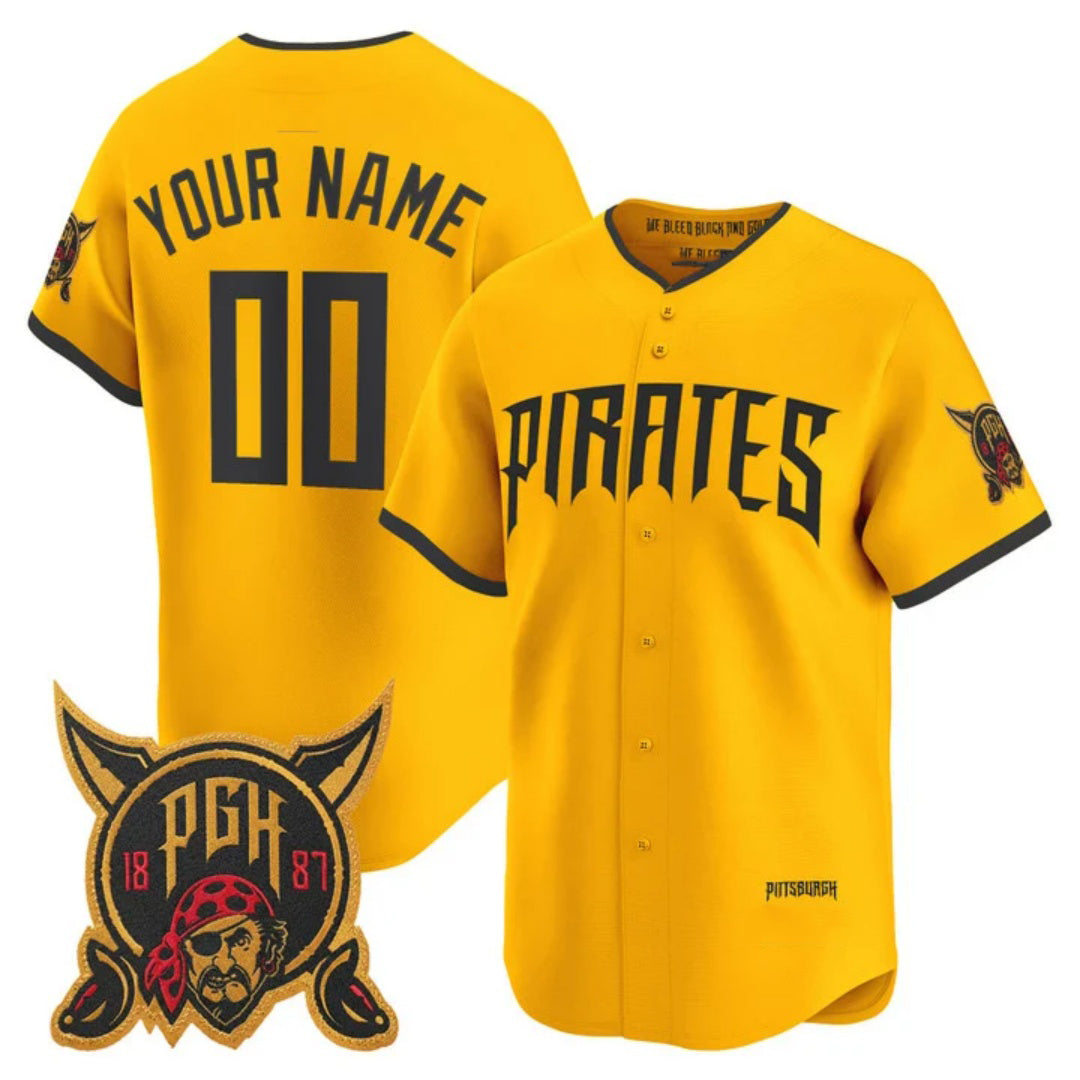 Custom Pittsburgh Pirates Gold 2026 City Connect Stadium Stitched Baseball Jersey - Main View