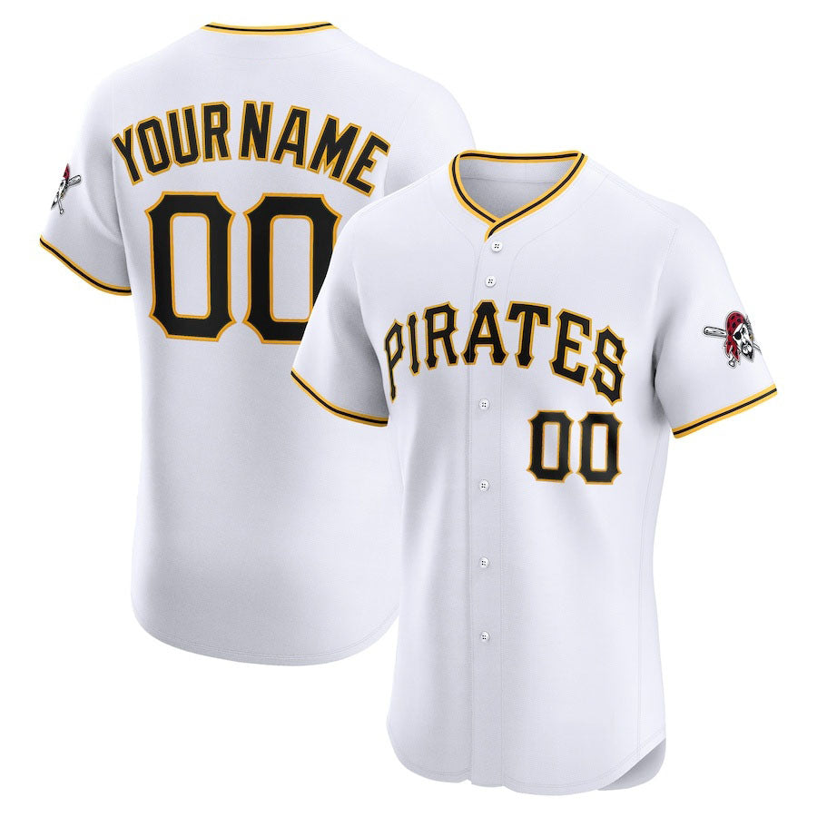 Custom Pittsburgh Pirates Home Elite Jersey – White Stitched Baseball Jersey - Main View