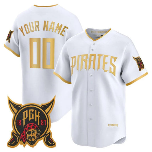 Custom Pittsburgh Pirates White 2026 City Connect Stadium Stitched Baseball Jersey - Main View