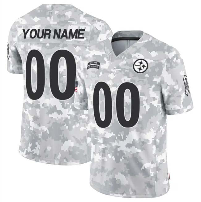 Custom P.Steelers Active Player 2024 F.U.S.E Arctic Camo Salute To Service Limited Stitched Football Jersey - Main View
