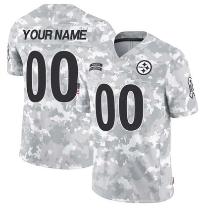Custom P.Steelers Active Player 2024 F.U.S.E Arctic Camo Salute To Service Limited Stitched Football Jersey - Main View
