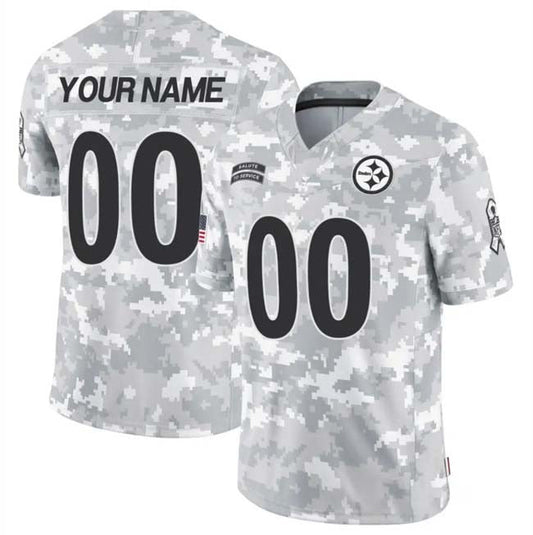 Custom P.Steelers Active Player 2024 F.U.S.E Arctic Camo Salute To Service Limited Stitched Football Jersey - Main View