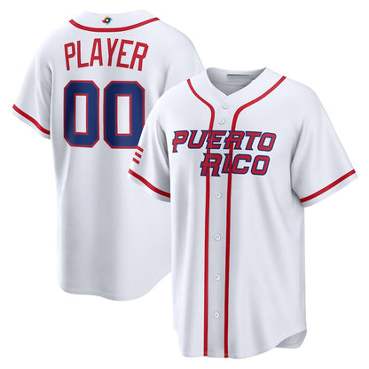 Custom Puerto Rico Baseball 2026 World Baseball Classic Home Pick-A-Player Jersey - White Baseball Jersey Tailgate Goods - Main View