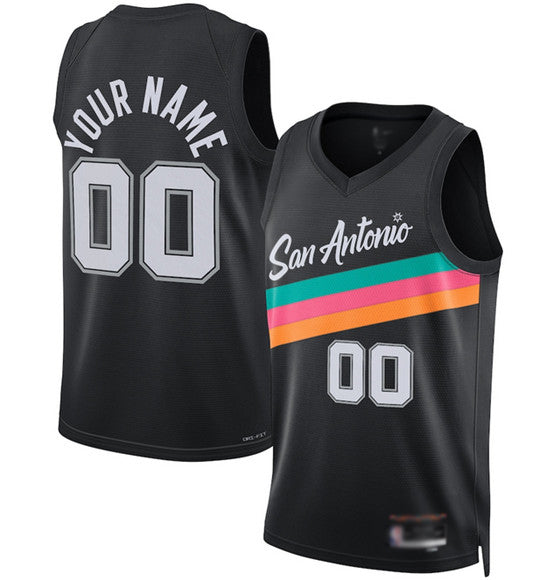 Custom S.Antonio Spurs ActiVE Player Black 2025-26 City Edition Swingman Stitched Basketball Jersey - Main View