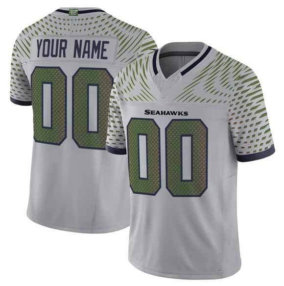 Custom S.Seahawks Active Player Gray 2025 F.U.S.E. “Rivalries” Vapor Untouchable Limited Stitched Football Jersey - Main View