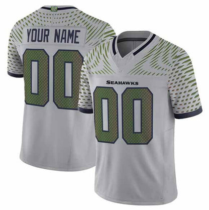 Custom S.Seahawks Active Player Gray 2025 F.U.S.E. “Rivalries” Vapor Untouchable Limited Stitched Football Jersey - Main View