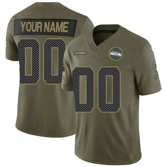 Custom S.Seahawks Active Player Olive 2025 F.U.S.E. Salute to Service Limited Stitched Football Jersey - Main View