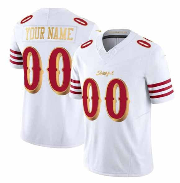 Custom SF.49ers Active Player White Gold 2025 F.U.S.E. “Rivalries” Vapor Limited Football Stitched Jersey - Main View