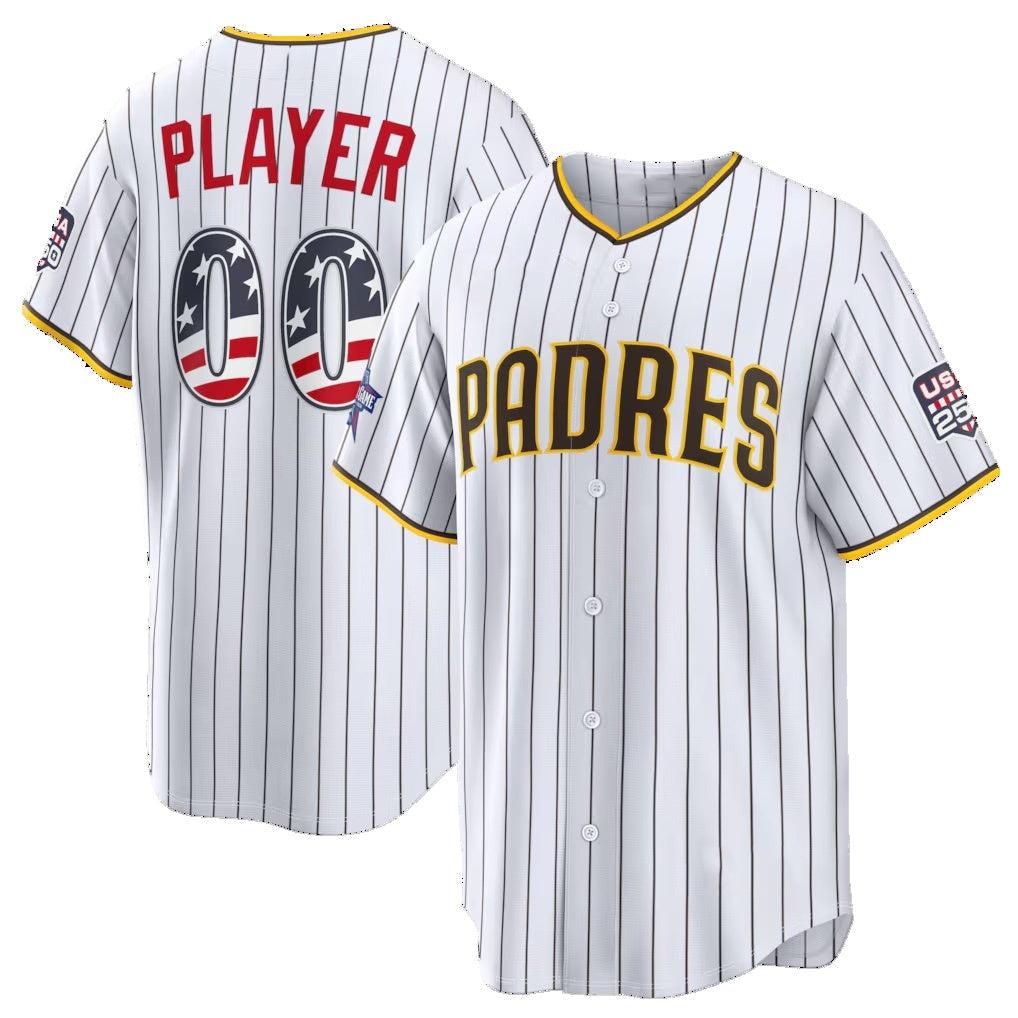 Custom San Diego Padres 2026 All-Star Edition Stars & Stripes White Stadium Pick-A-Player Baseball Jersey - Main View