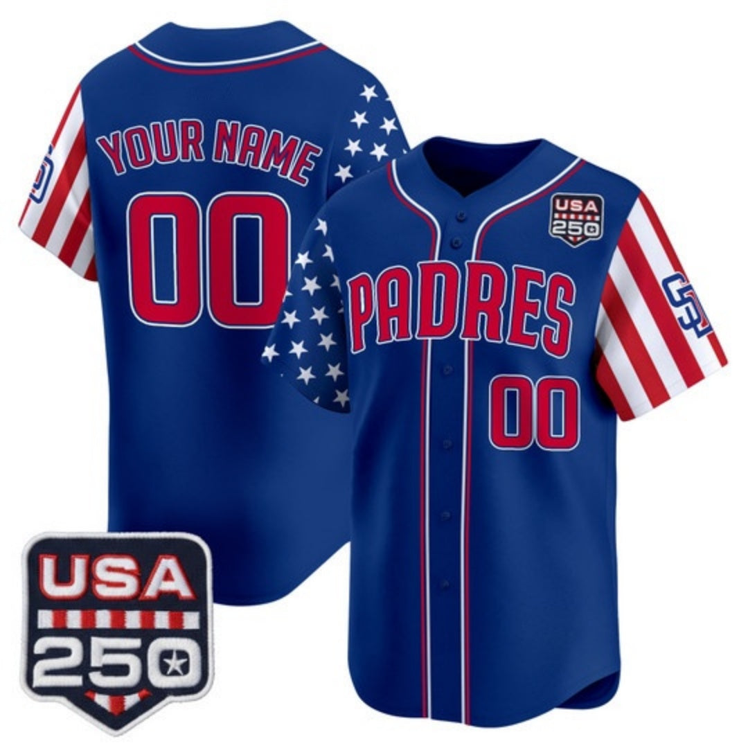 Custom San Diego Padres America 250 Edition Vapor Premier Limited Royal Stitched Baseball Jersey - Main View