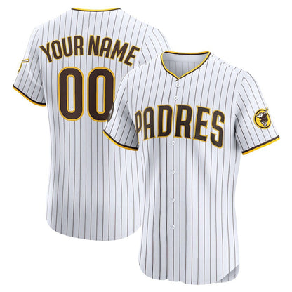 Custom San Diego Padres Home Elite Sponsor Patch Jersey – White Stitched Baseball Jersey - Main View
