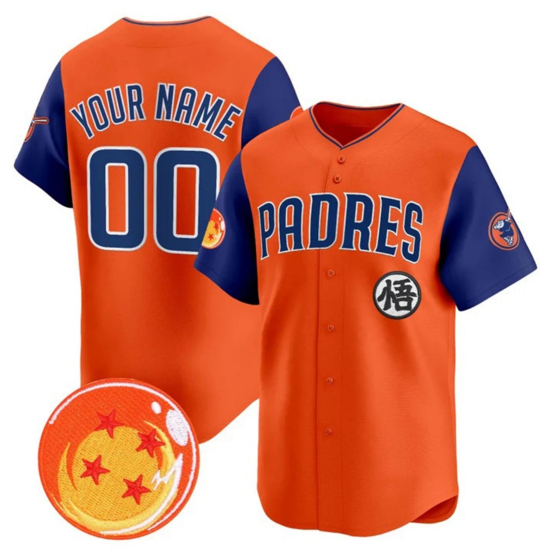 Custom San Diego Padres x Dragon Ball Royal Orange Vapor Premier Limited Jersey - All Stitched Baseball Jersey - Main View