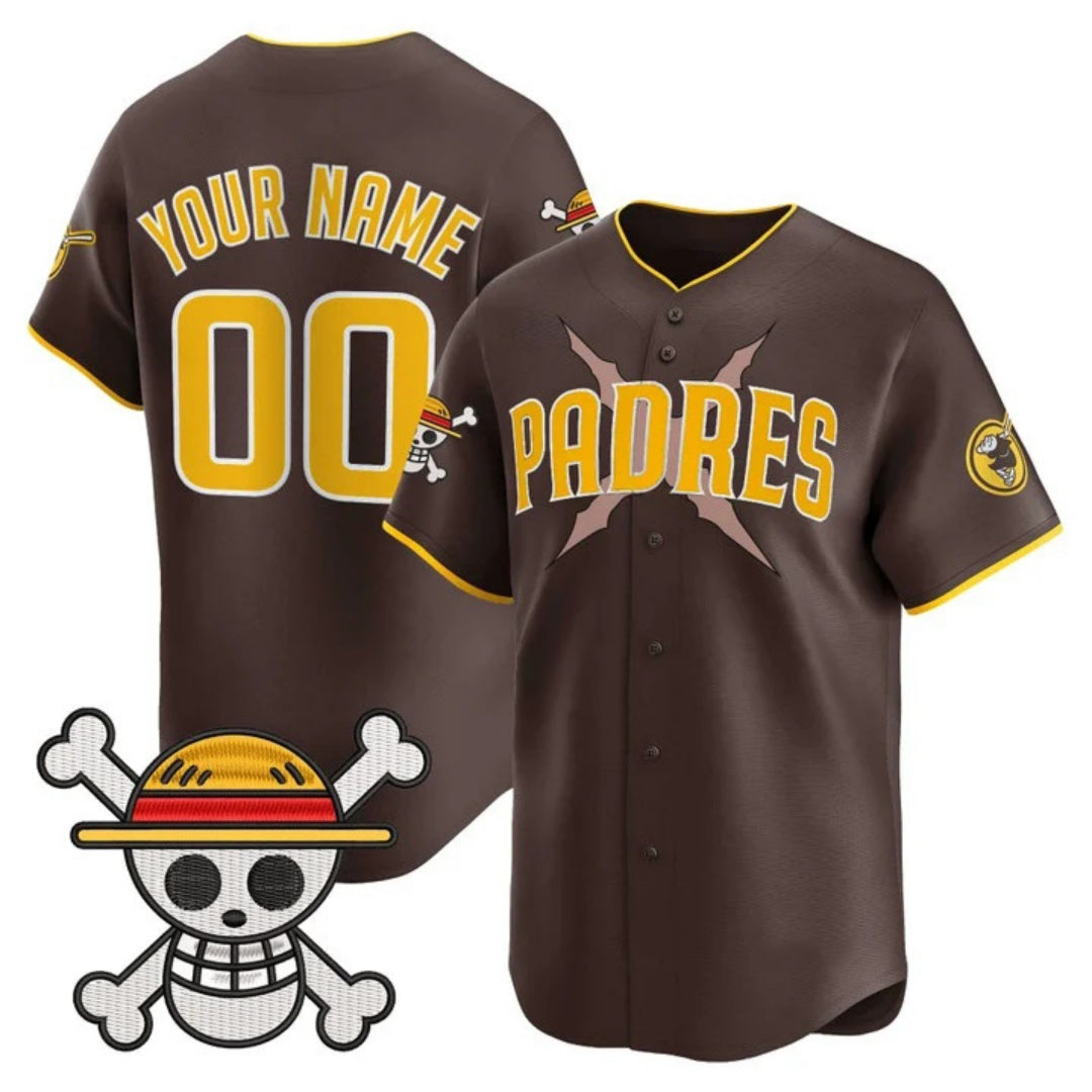 Custom San Diego Padres x One Piece Brown Vapor Premier Limited Jersey - Stitched Baseball Jersey - Main View