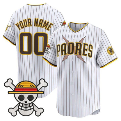 Custom San Diego Padres x One Piece White Vapor Premier Limited Jersey - Stitched Baseball Jersey - Main View