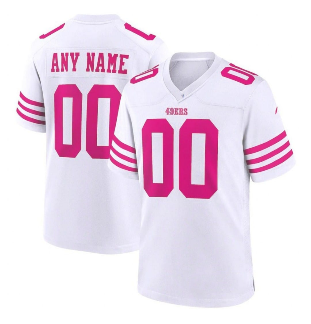 Custom San Francisco 49ers White Pink Vapor Limited Stitched Football Jersey - Main View