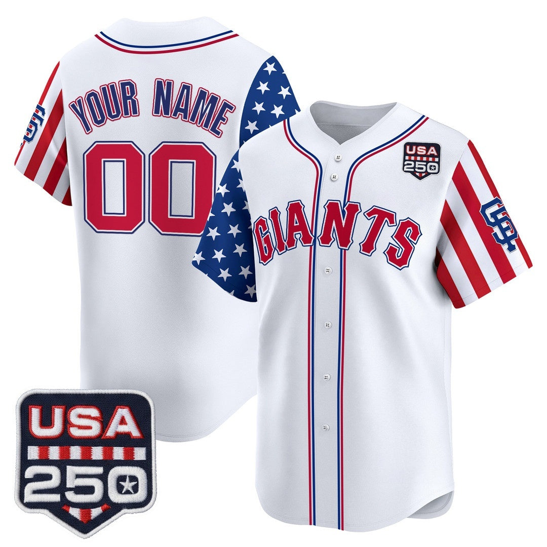 Custom San Francisco Giants America 250 Edition Vapor Premier Limited White Stitched Baseball Jersey - Main View